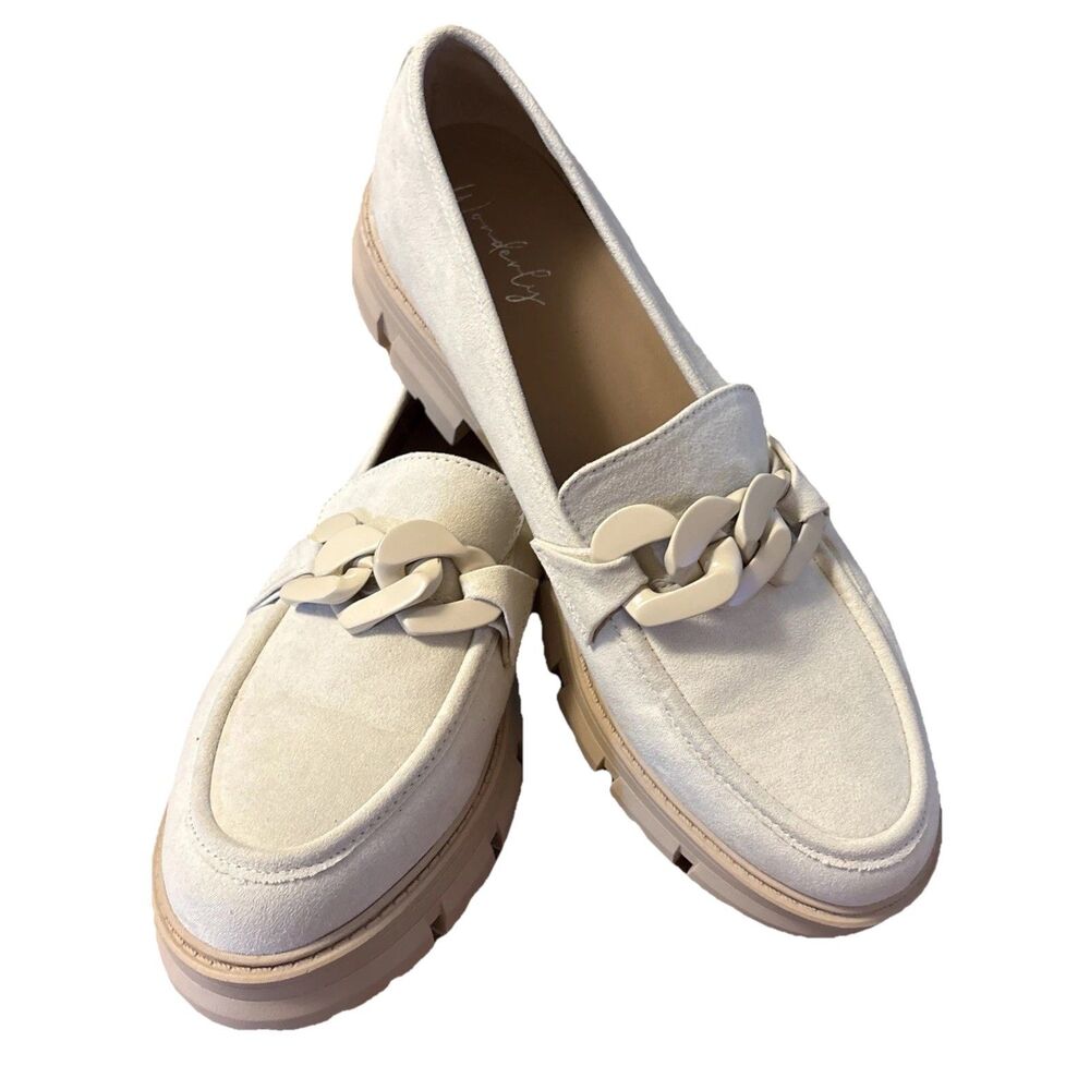 Wonderly Women’s Lana Lug Loafer Chunky Cream Size 10 Chain Accent